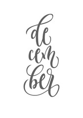 Sticker - December lettering typography. Modern winter calligraphy. illustration on isolated background. illustration. Lettering for calendar or poster, invitation, greeting card or t-shirt.