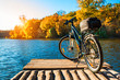 © Ruslan Ivantsov - bike on the river with a bag on the trunk