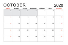 2020 October Calendar