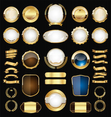 Golden retro sale badges and labels collection