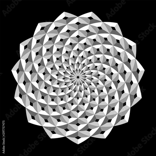 3d geometric design element. Circle pattern.