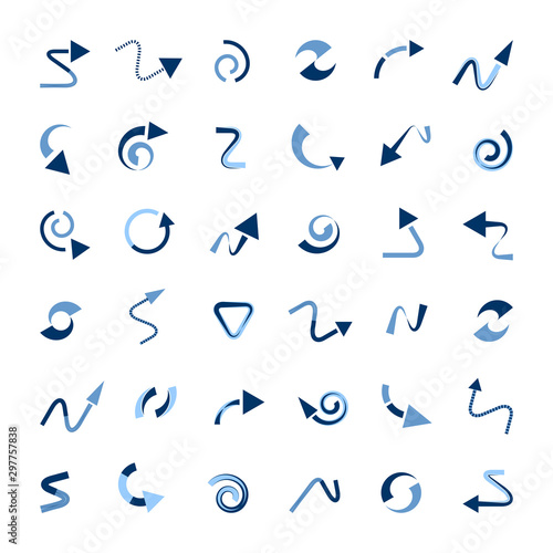 Design elements set. Arrow, spiral, rotation, circular and zigzag symbols.