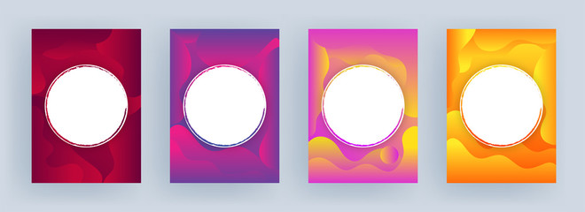 Poster - Gradient fluid art abstract background with given space for your message in four option.