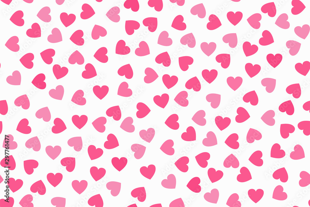Abstract seamless pattern with pink hearts on white background. Universal print.  - obrazy, fototapety, plakaty 