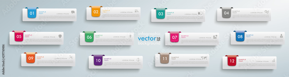 Infographic 12 tabs Stock Vector | Adobe Stock