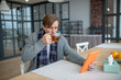 © zinkevych - Businessman having sick leave drinking tea in the morning