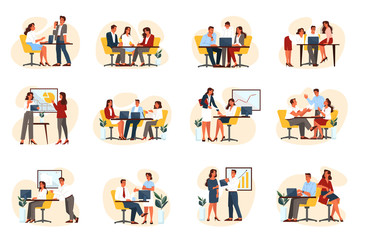 Wall Mural - Business people group set on their workplace.