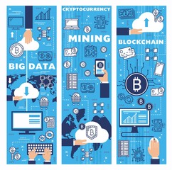 Aufkleber - Vector cryptocurrency bitcoin mining, blockchain