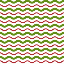 Red And Green Wavy Lines. Seamless Texture With White Rolling Lines On White Background.