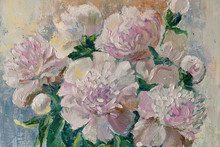 Oil Painting On Canvas: White Peonies