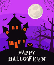 Haunted House In The Forest Silhouette Background