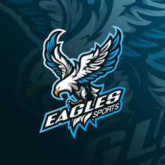 Wall Mural - eagle mascot logo design vector with modern illustration concept style for badge, emblem and tshirt printing. angry eagle illustration for sport team.