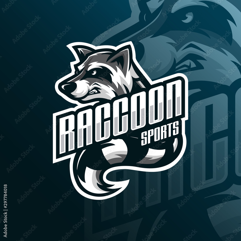 raccoon mascot logo design vector with modern illustration concept style  for badge, emblem and tshirt printing. angry raccoon illustration for sport  team. Stock Vector | Adobe Stock, image size:1000x1000