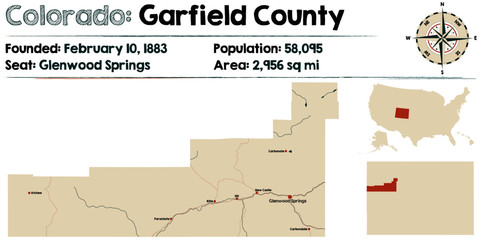  Large and detailed map of Garfield county in Colorado, USA
