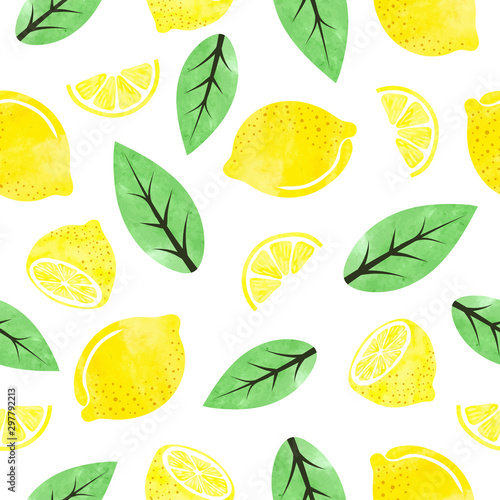 Seamless watercolor lemon p...