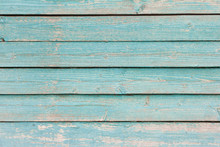 Blue Wooden Background, Old Wooden Wall With Remnants Of Turquoise Paint