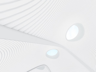 Aufkleber - Abstract architectural structure,free form architecture,white building with void roof on blue sky, 3D rendering 