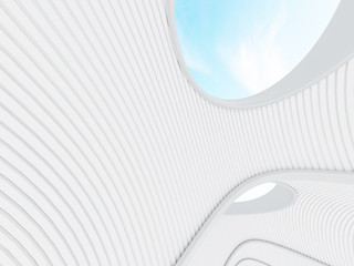 Aufkleber - Abstract architectural structure,free form architecture,white building with void roof on blue sky, 3D rendering 