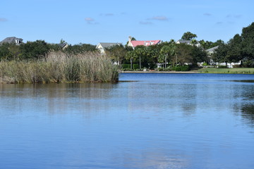 Wall Mural - house on lake. 