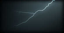 Lightning Strikes On A Black Background With Realistic Reflections