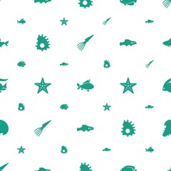 Poster - aquatic icons pattern seamless white background