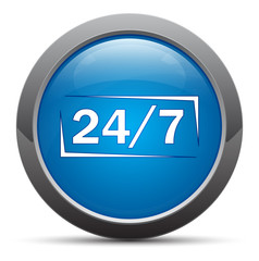 Poster - 24/7 icon premium blue round button vector illustration