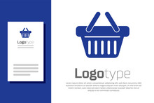 Blue Shopping Basket Icon Isolated On White Background. Logo Design Template Element. Vector Illustration