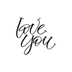 Wall Mural - Love you - calligraphy script lettering phrase with serif