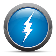 Poster - Lightning icon premium blue round button vector illustration