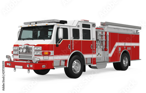 Fire Rescue Truck Isolated Poster Mural XXL