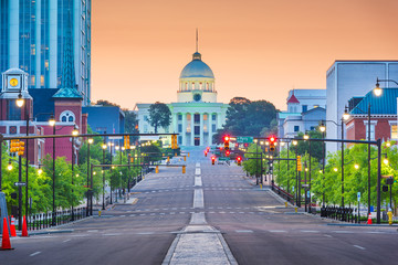 Fototapete - Montgomery, Alabama, USA with the State Capitol at dawn.