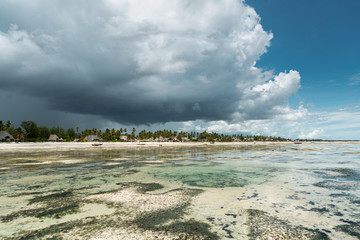 Wall Mural - Dark clouds over exotic beach