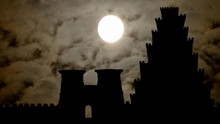 The Tower Of Babel By Night With Full Moon And Clouds, Legendary Building In Babylon, In Bible Is An Origin Myth Meant To Explain Why The World's Peoples Speak Different Languages