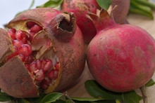 Harvested Red Pomegranate Fruits (Punica Granatum)
