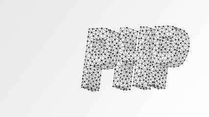 Wall Mural - hypertext preprocessor coding language sign, text silhouette. device, programming, developing concep