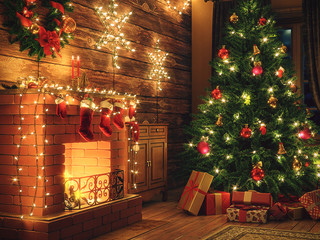 3d rendering christmas interior