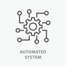 Automated System Line Icon On White Background.