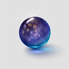 Magic glass ball on a white background, round gem, crystal ball