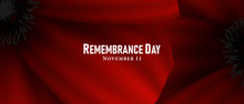 November 11, Remembrance Day, A Poppy Flower Design Billboard, Poster, Social Media Template Vector Illustration
