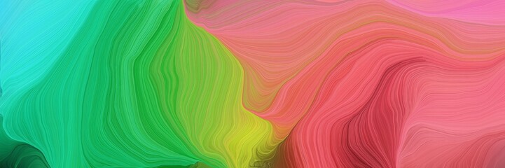 Poster - wave lines from top left to bottom right. background illustration with indian red, light coral and medium sea green colors