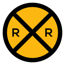 Railroad Crossing Ahead Sign Vector Illustration