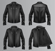 Black fur jacket vector. Four different views