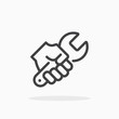 Wrench in hand icon in line style.