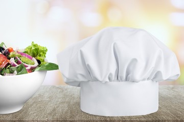 Wall Mural - White cooks cap isolated on white background.