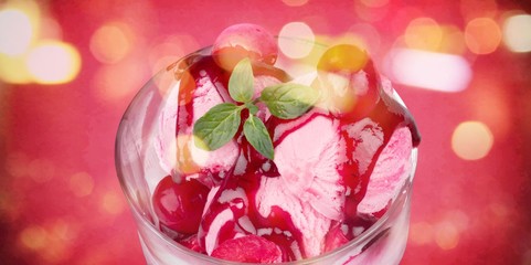 Poster - Ice cream scoops in bowl on white background