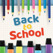 Color crayons background on paper background texture, vector illustration. Back to school concepts 