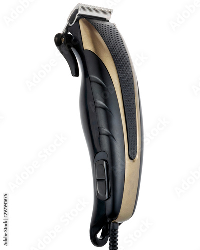 Fotomural Hair clipper isolated on white trimming blades closeup