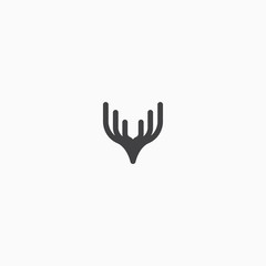 Wall Mural - Horn Logo Icon Design Template. Moose, Deer, Modern Vector Illustration