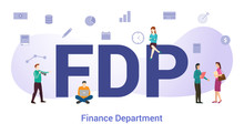 Fdp Finance Department Concept With Big Word Or Text And Team People With Modern Flat Style - Vector