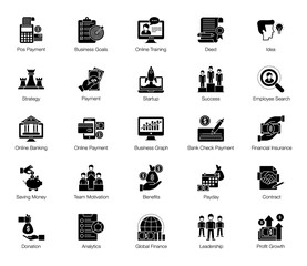 Canvas Print - Pack Of Business Solid Icons 